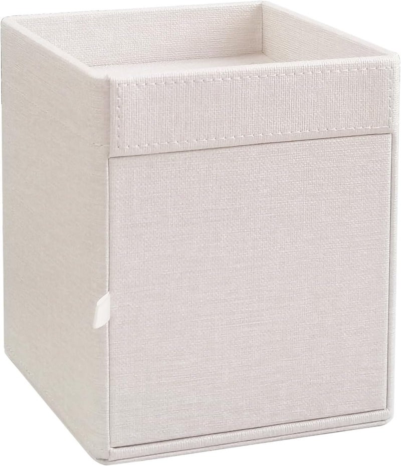 XNONE Tissue Box Cover with Storage Tray Square Tissue Box Holder PU Leather Facial Tissues Organizer Tray for Bathroom Vanity Bedroom Office Car,Stylish Napkin Caddy Decorative Organizer,Beige - Image 3